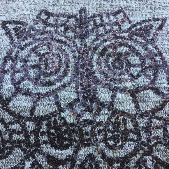 Owl High Low Shirt M Sleeveless Aqua Gray Heather - Picture 3 of 11